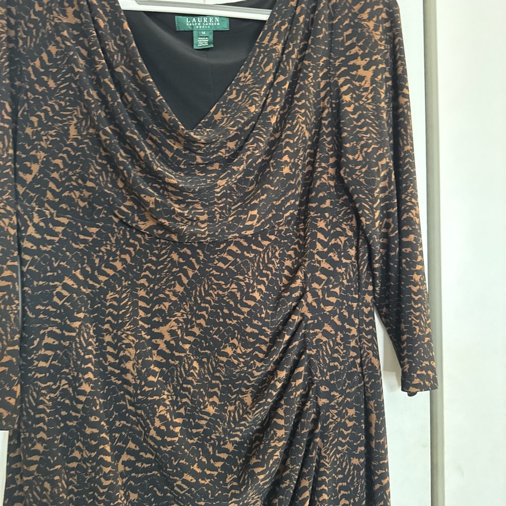 Lauren Ralph Lauren Black and Tan Patterned Dress